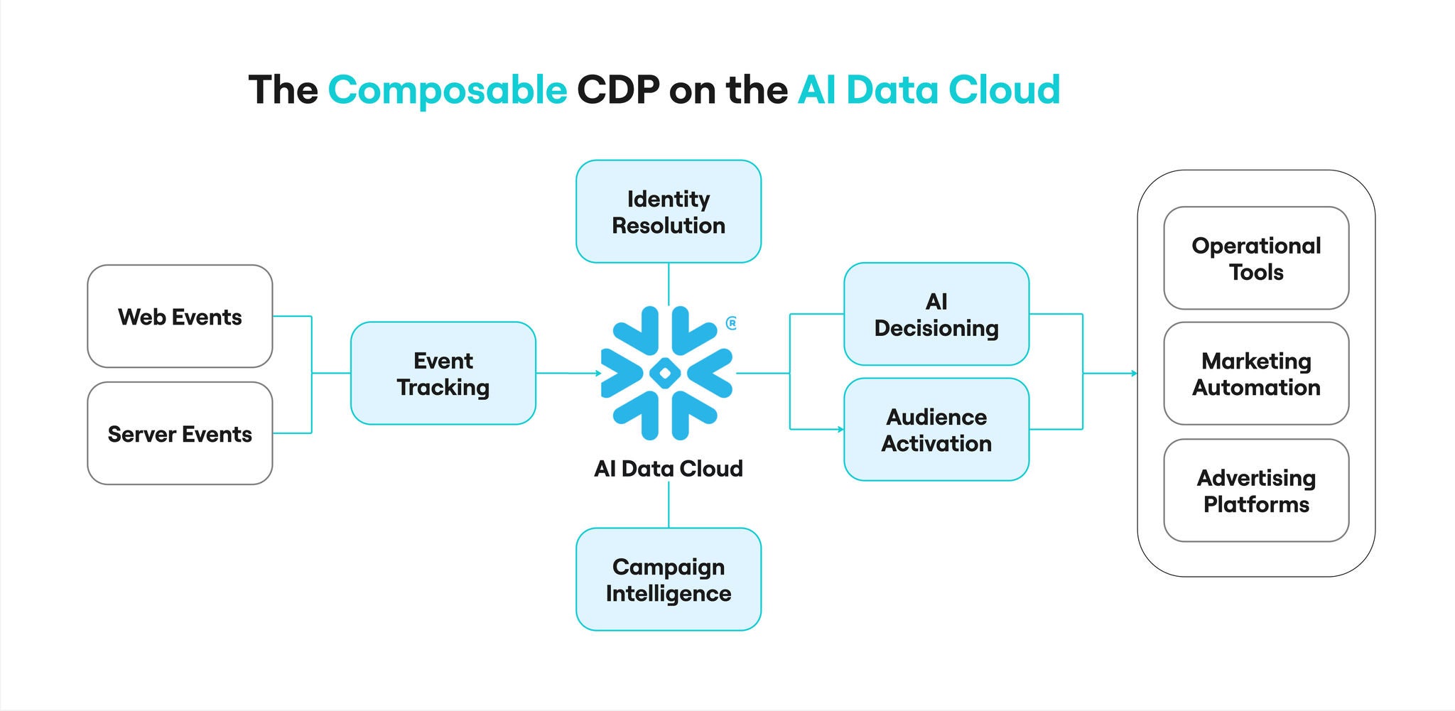 Figure 1. A Composable CDP brings powerful capabilities to data securely stored in the AI Data Cloud.