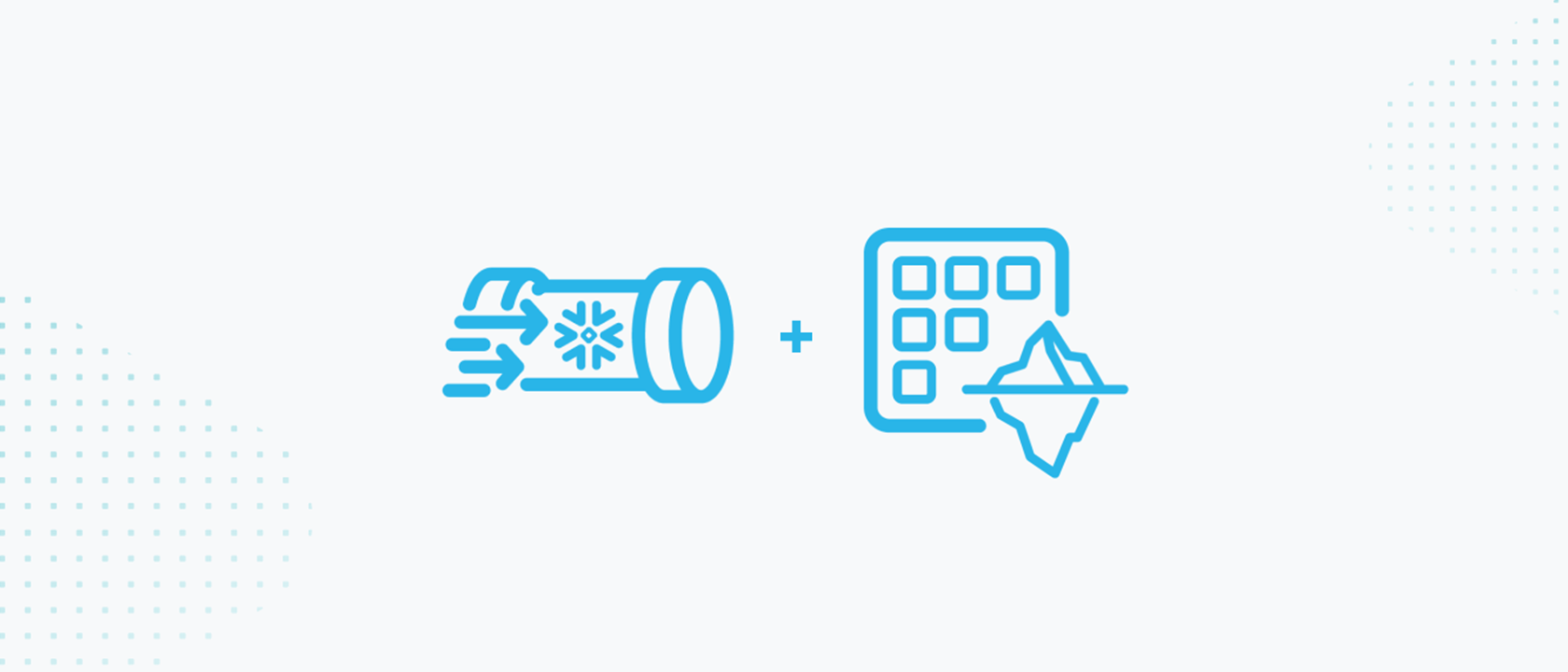data engineering and iceberg tables icons with a plus sign in between
