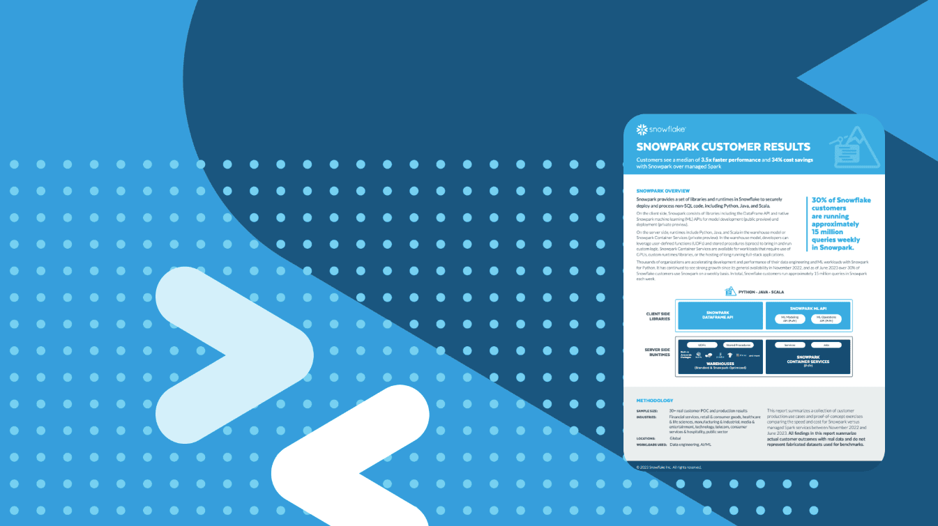 Thumbnail of the cover page of a PDF titled 'Snowpark Customer Results'