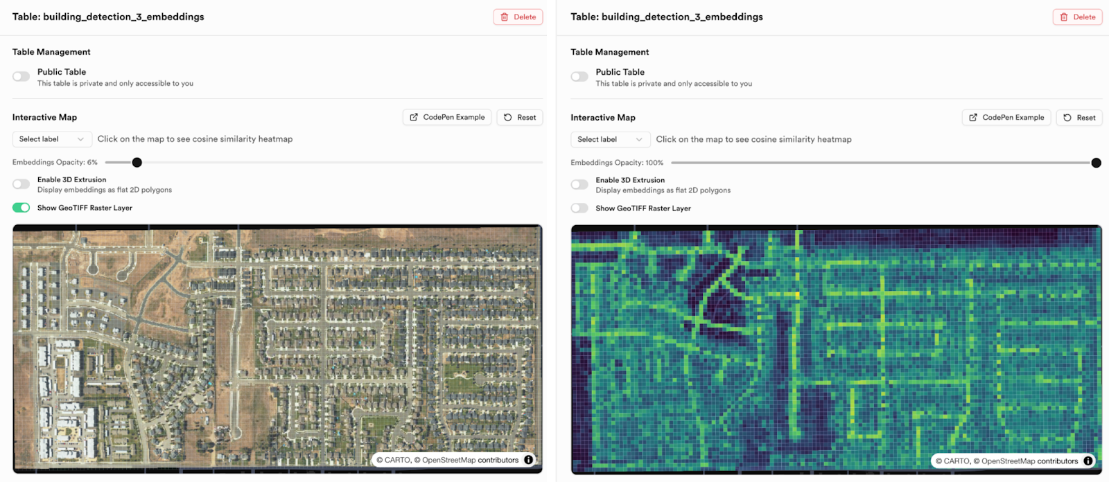 Figure 3: Visualization of semantic search over imagery in GeoBase