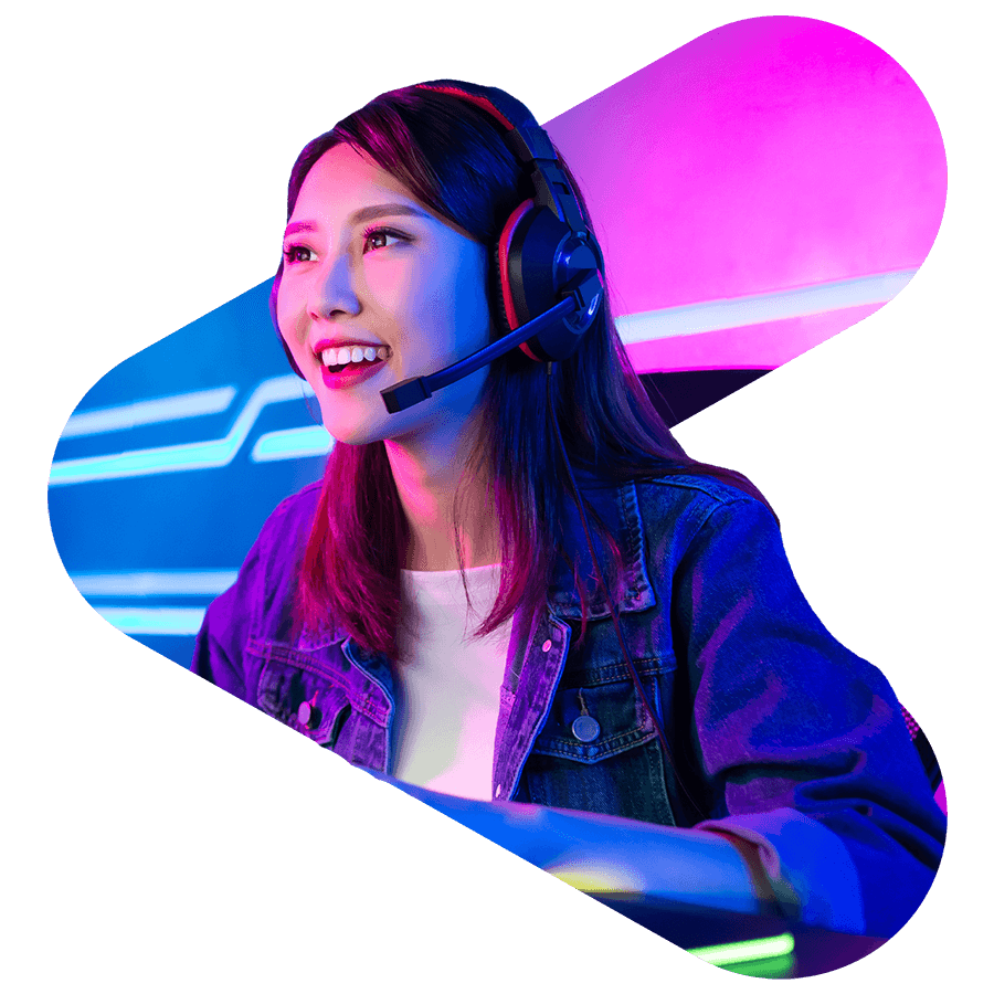 asian woman playing video games