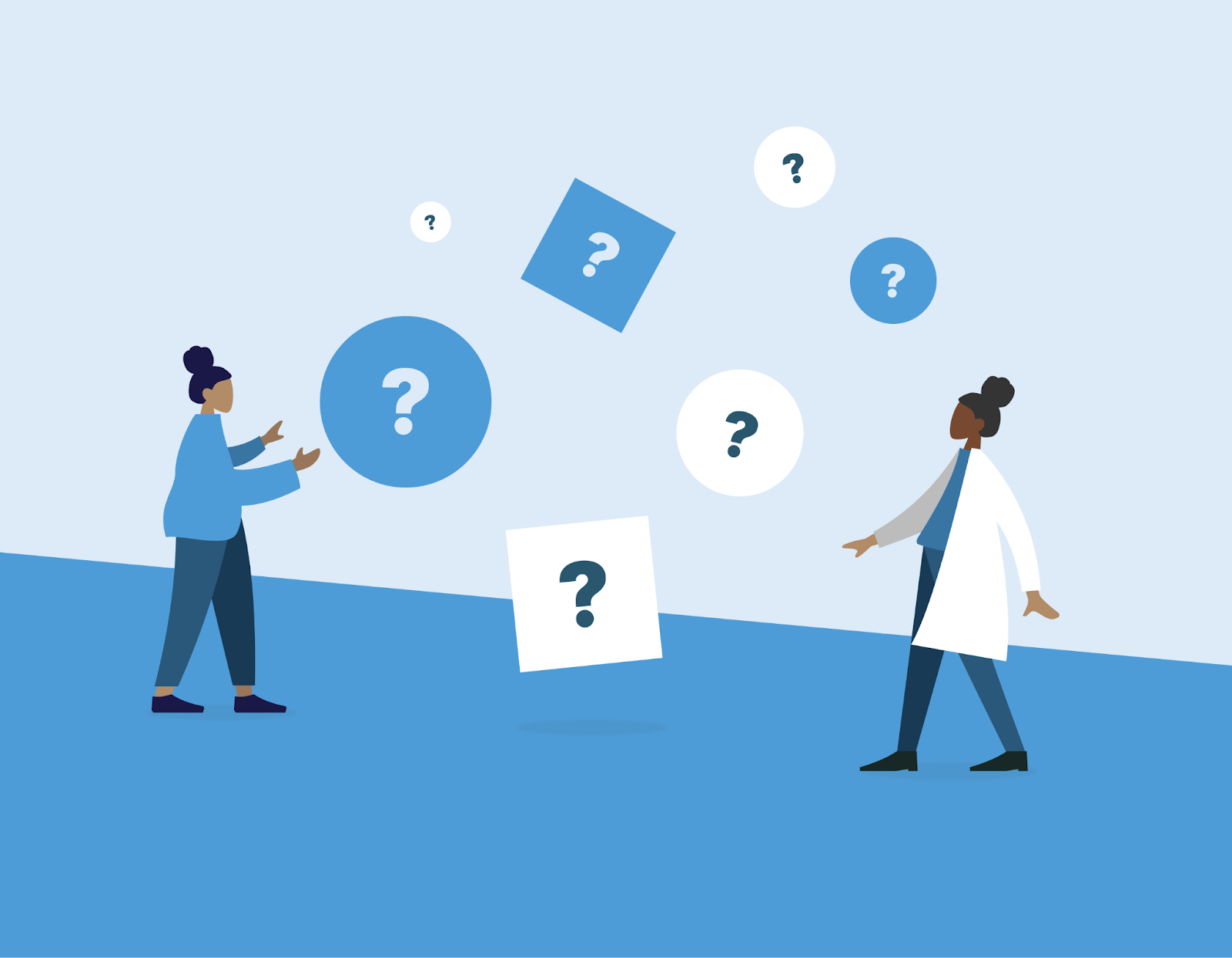 Illustration of people asking questions