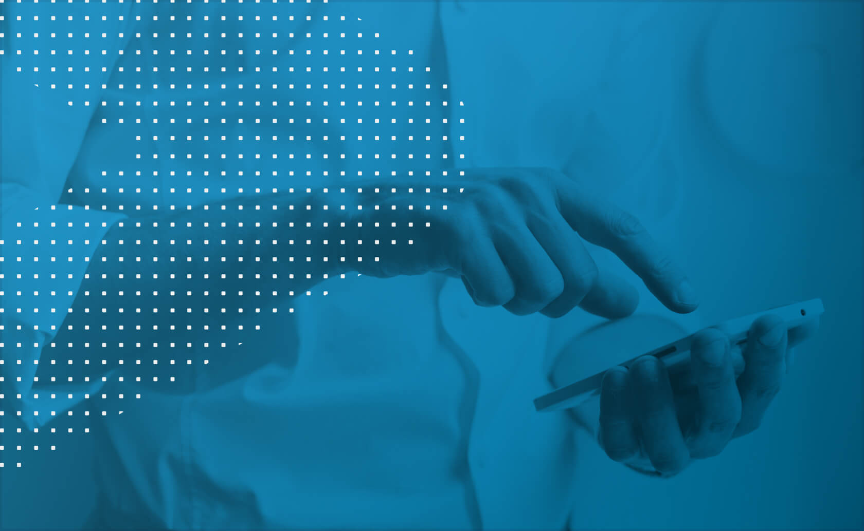 person using phone blue and dotted overlay