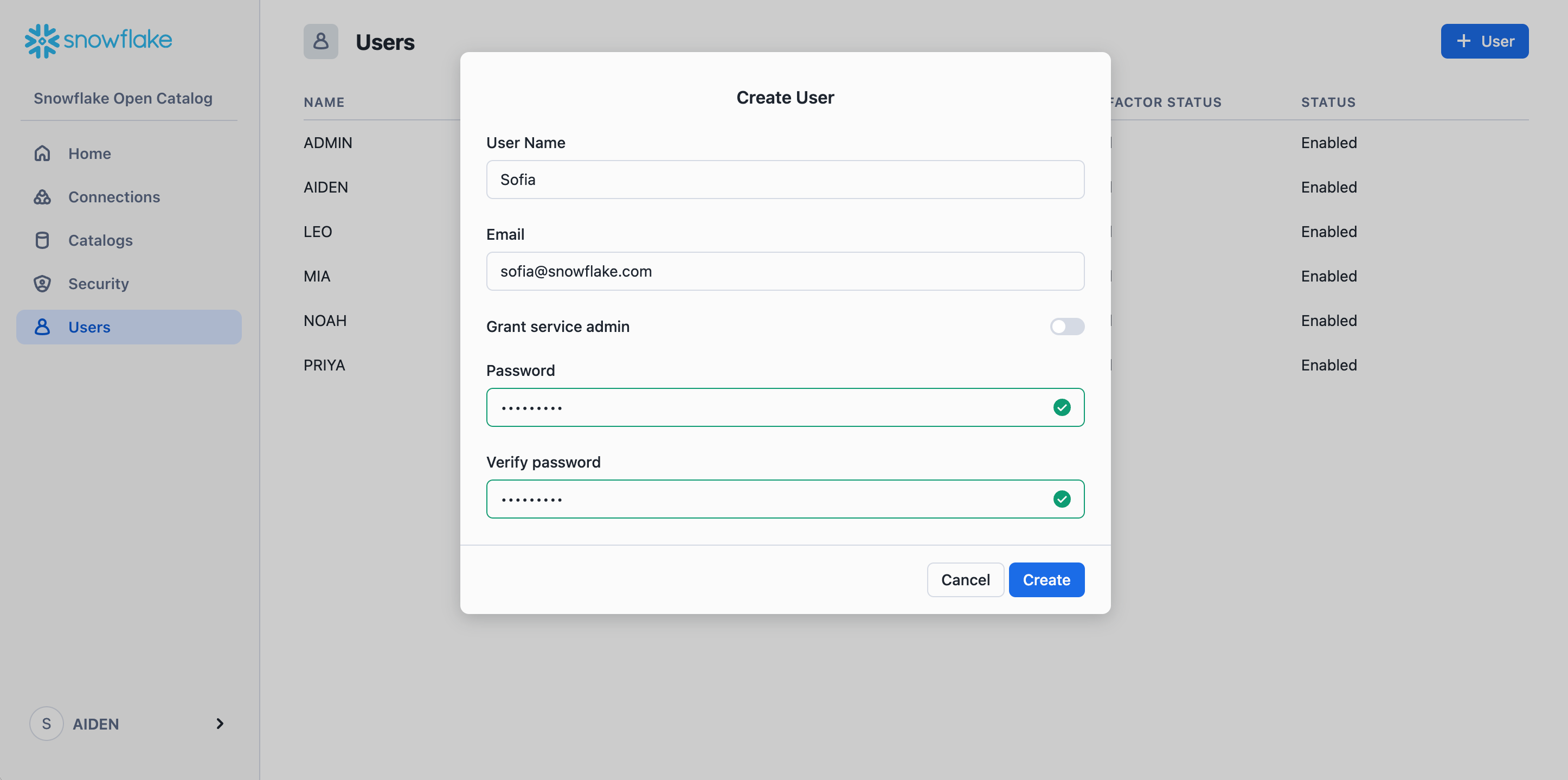 Snowflake Open Catalog, a Managed Service for Apache Polaris™ multi user capabilities 