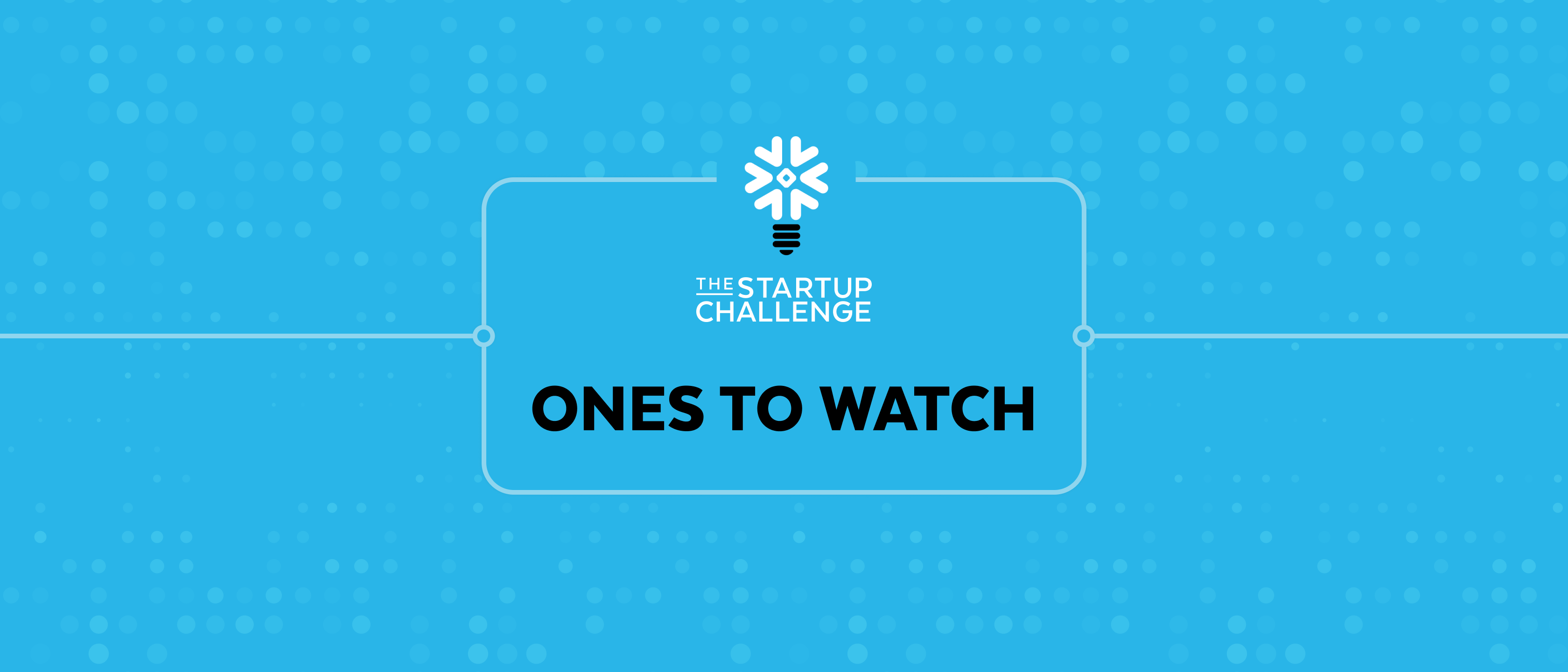 Snowflake Startups logo and ones to watch on blue background