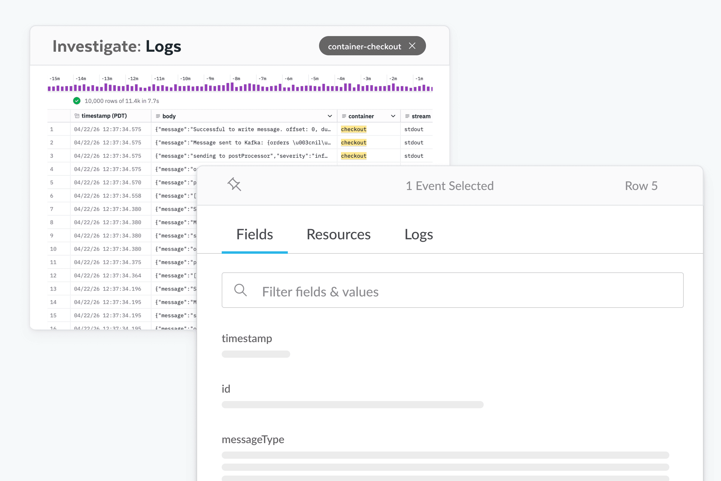 log management product ui