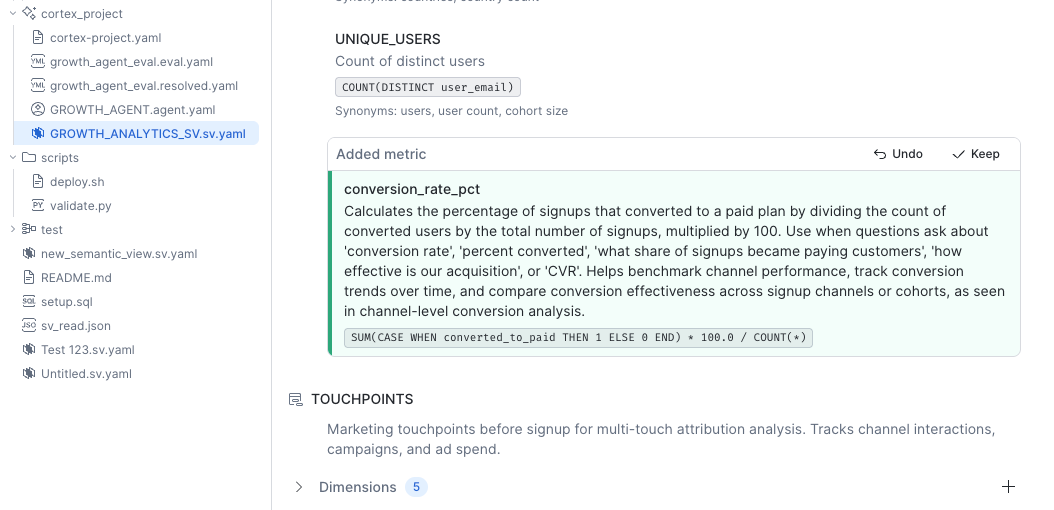 Visual of a diff in Semantic Studio