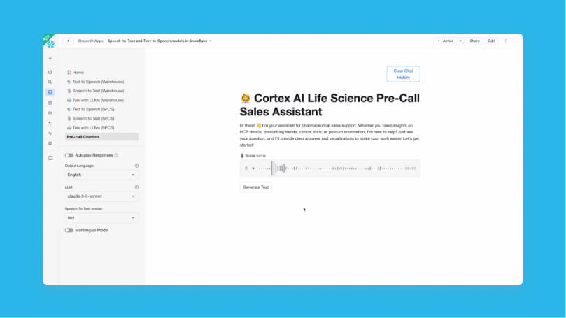 Screenshot of a Streamlit app for a pre-call sales assistant