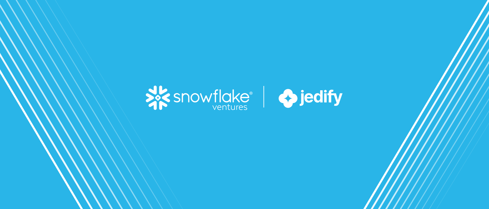 Snowflake and Jedify logos on blue background