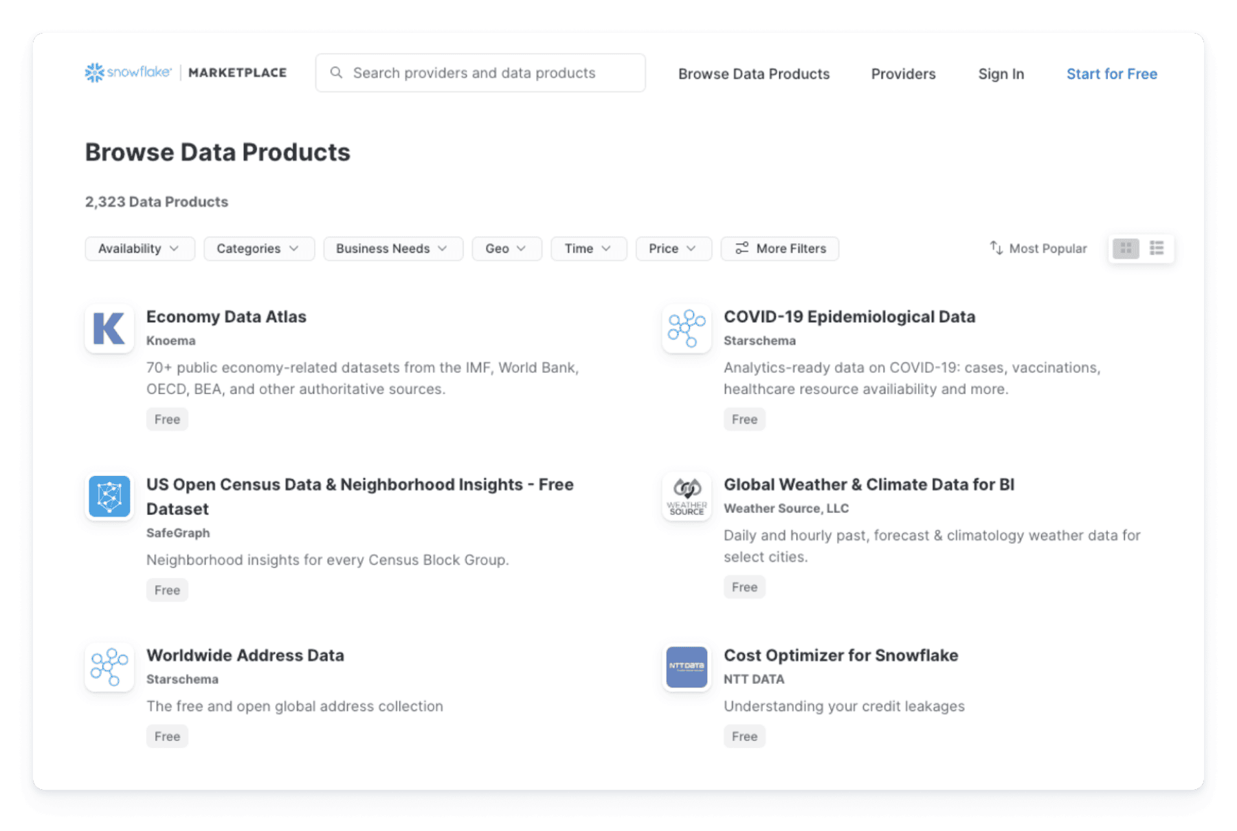 marketplace browse data products