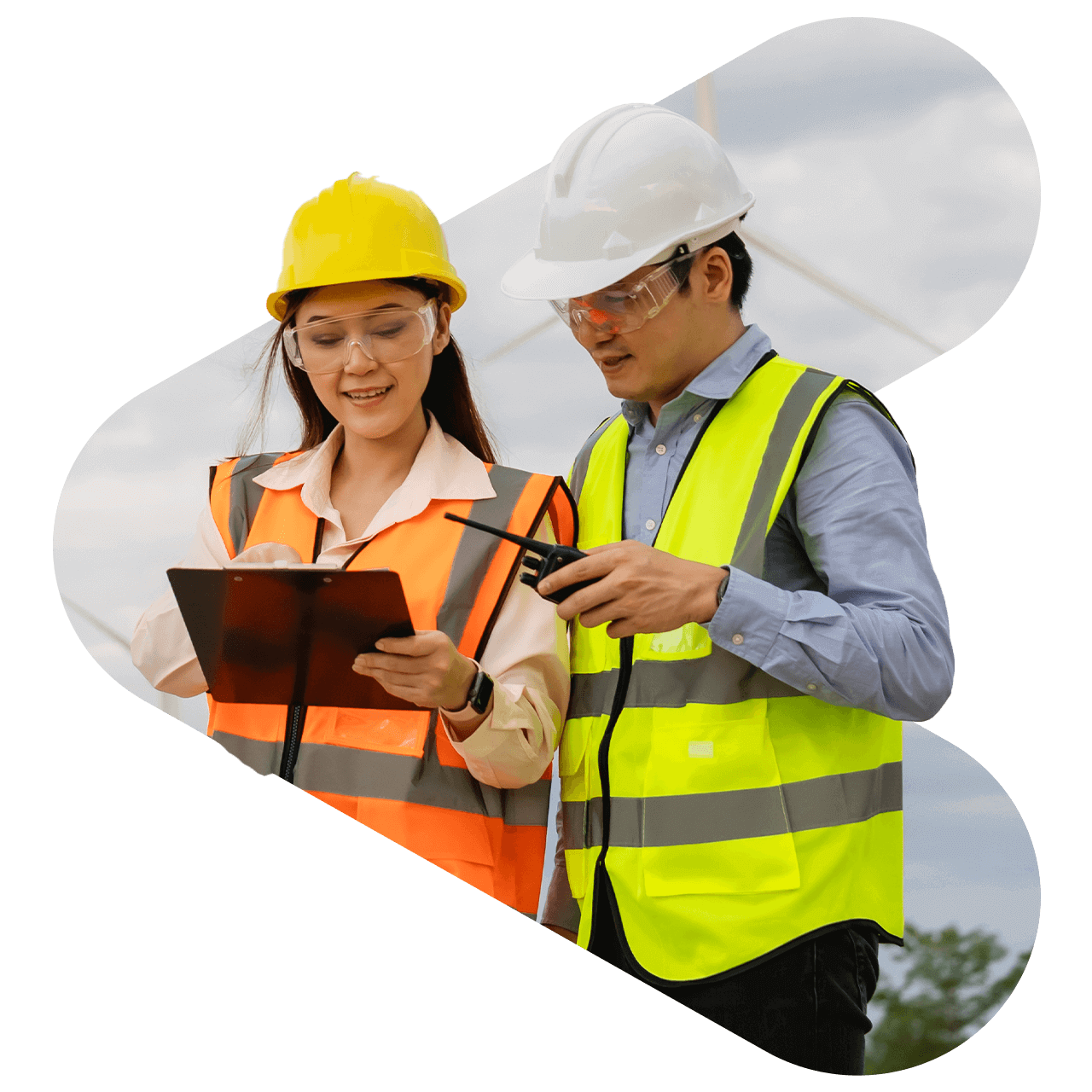 Two people discussing over an ipad