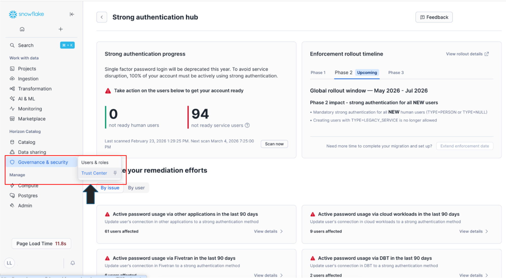 Figure 1: The Strong Authentication Hub is easily accessible via Trust Center.