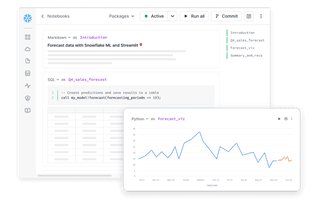 snowflake analytics screenshot of sales forecast