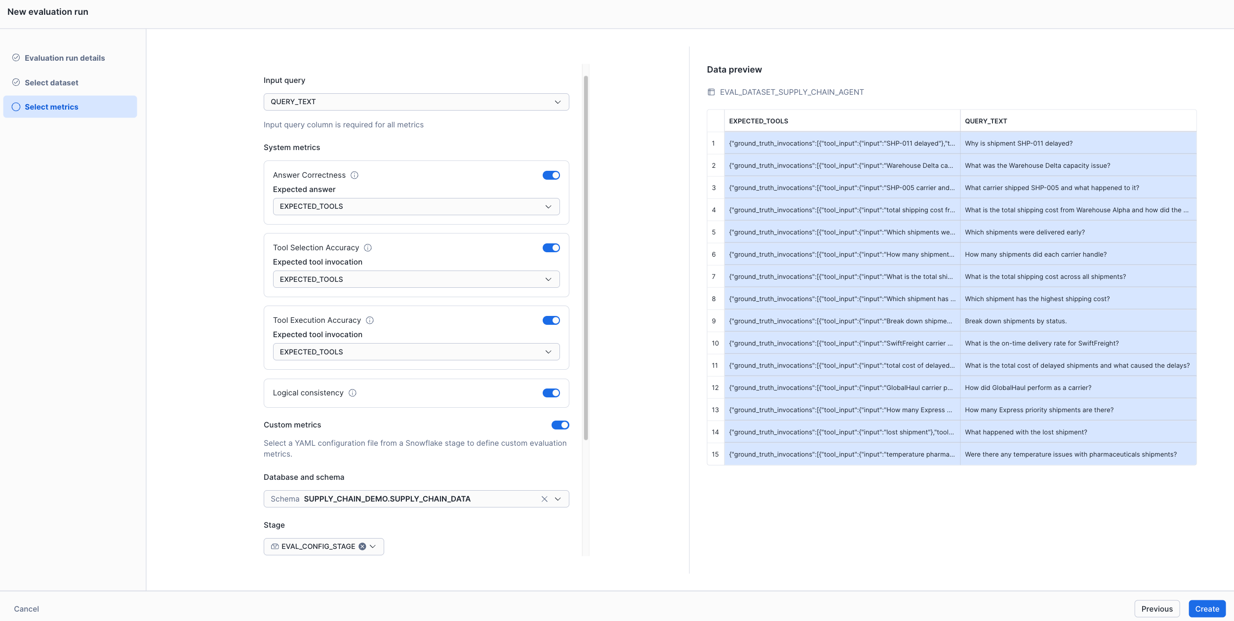 Figure 6: Start an evaluation run with the ground-truth data set.