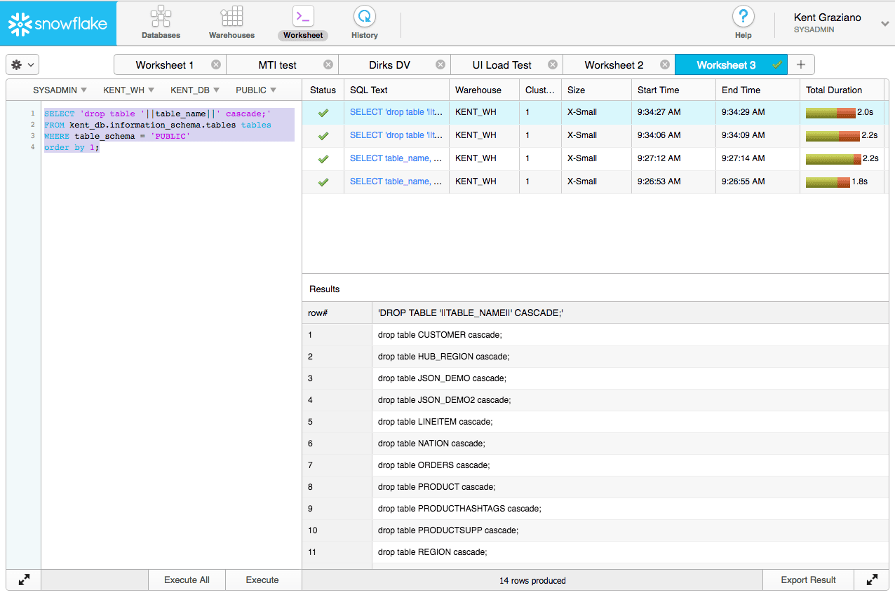 Using the Snowflake Information Schema