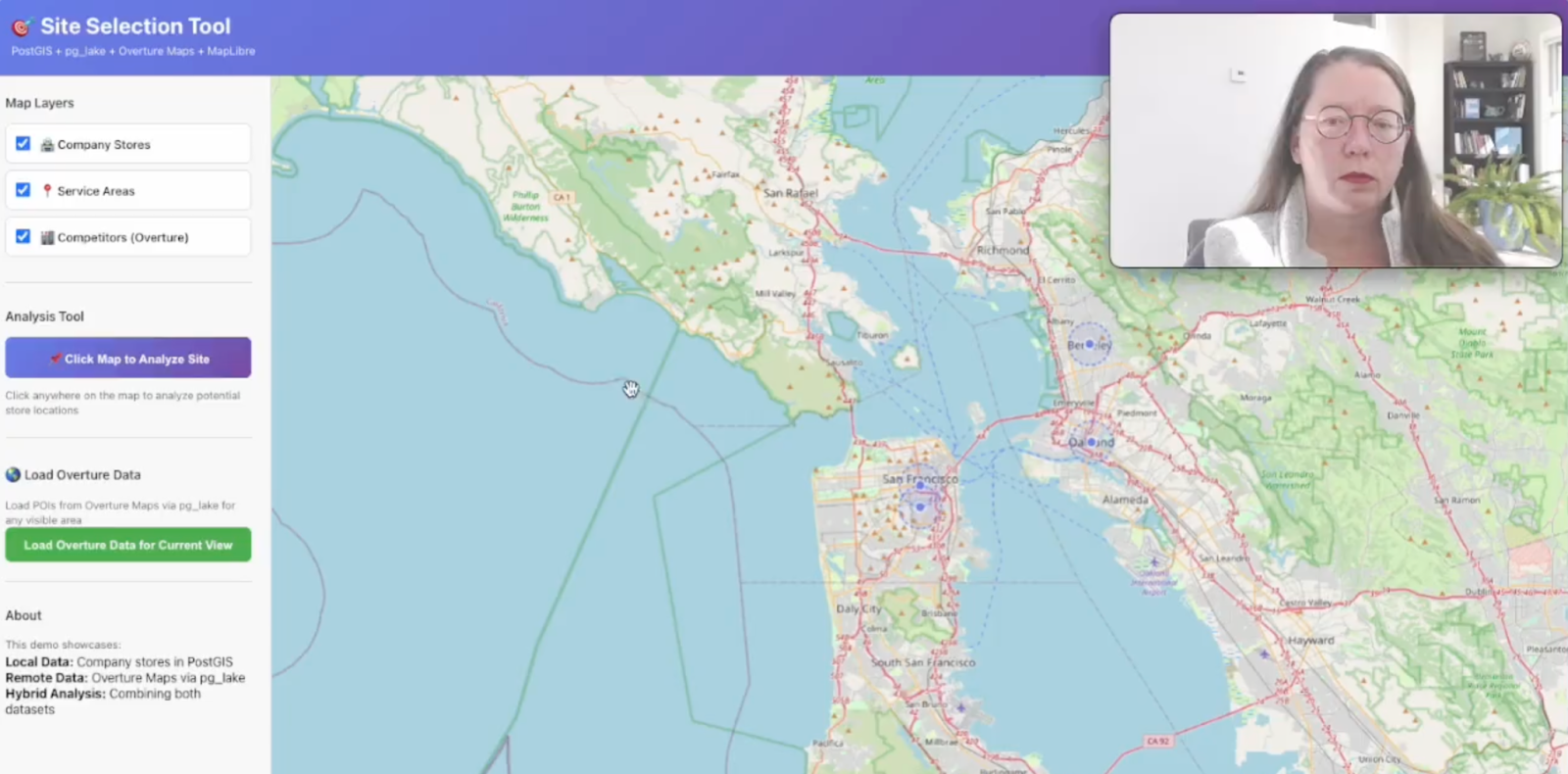 Figure 4: Viewing cloud Overture data on a map via PostGIS and a pg_lake foreign table.