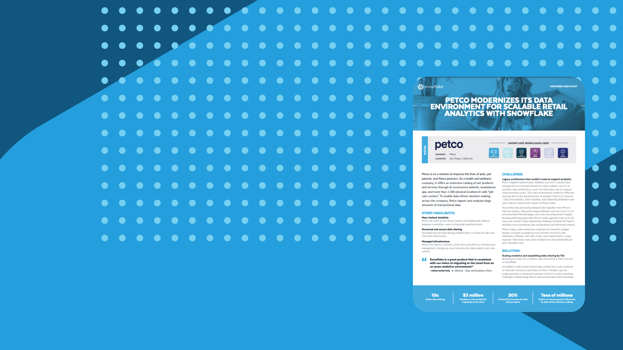 Case study featured on a generic dotted blue background