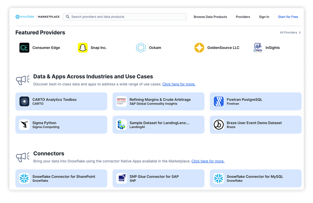 50 Essential Apps, AI and Data Products on Snowflake Marketplace