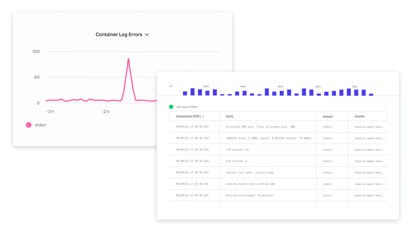 log management product ui