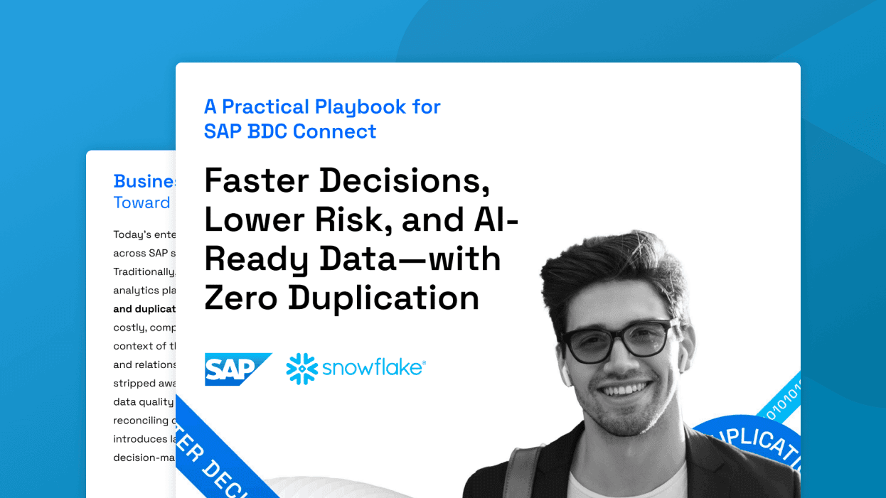 Ebook cover for Faster Decisions, Lower Risk and AI-Ready Data – with Zero Duplication