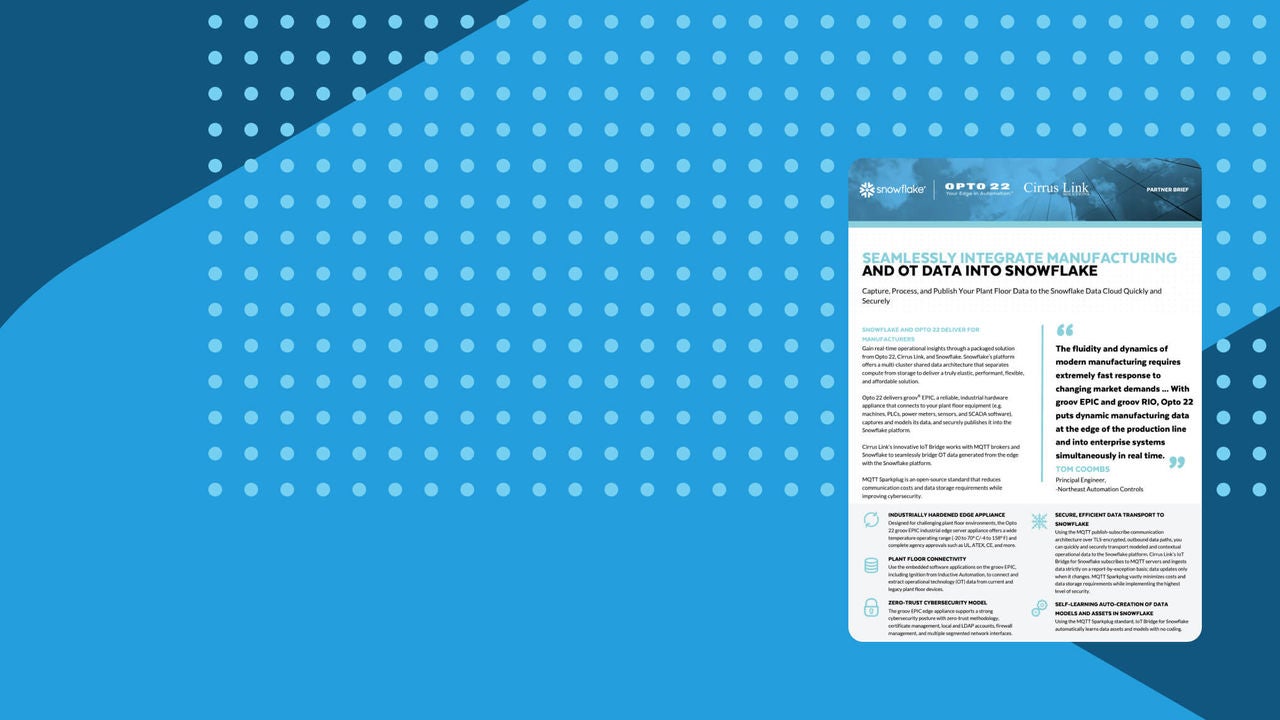Seamlessly Integrate Manufacturing and OT Data into Snowflake