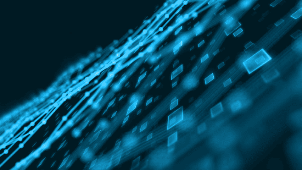 blue square visual with black background