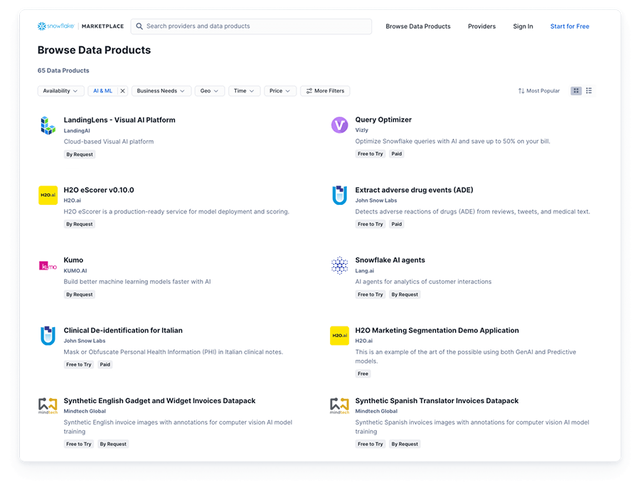 Snowflake Marketplace for Consumers