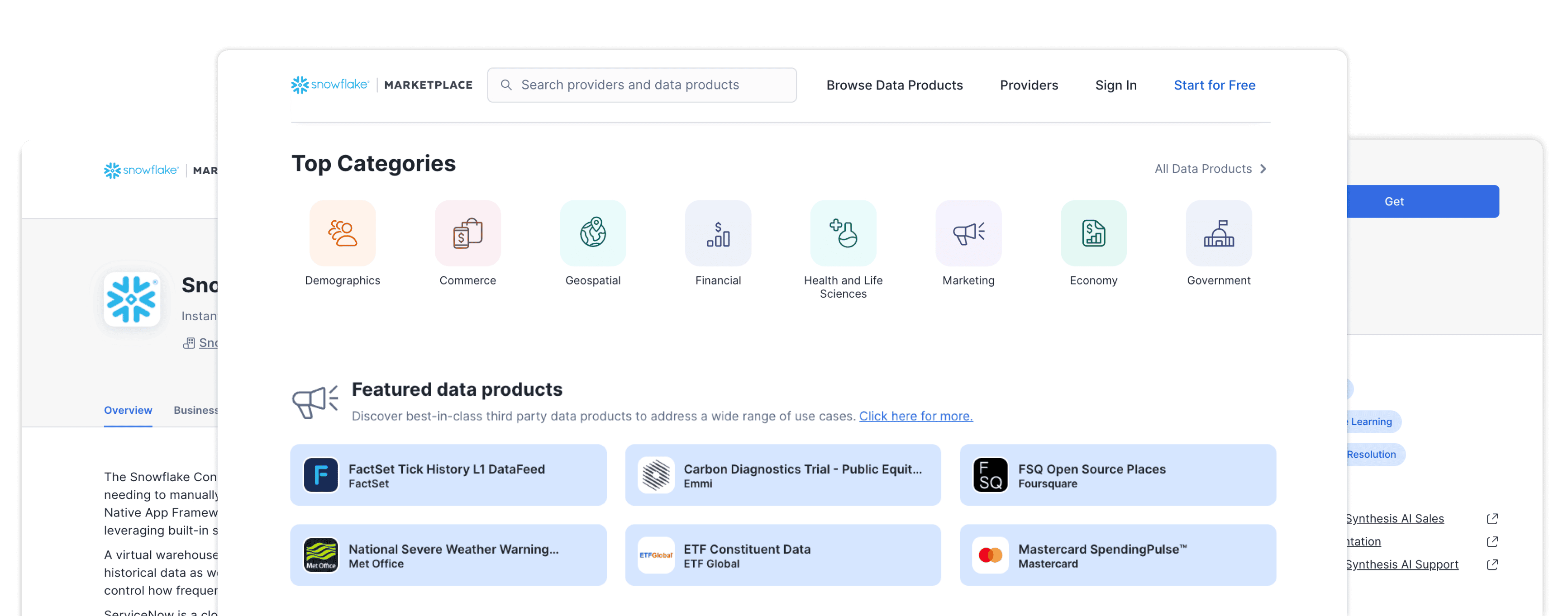 snowflake marketplace screenshots