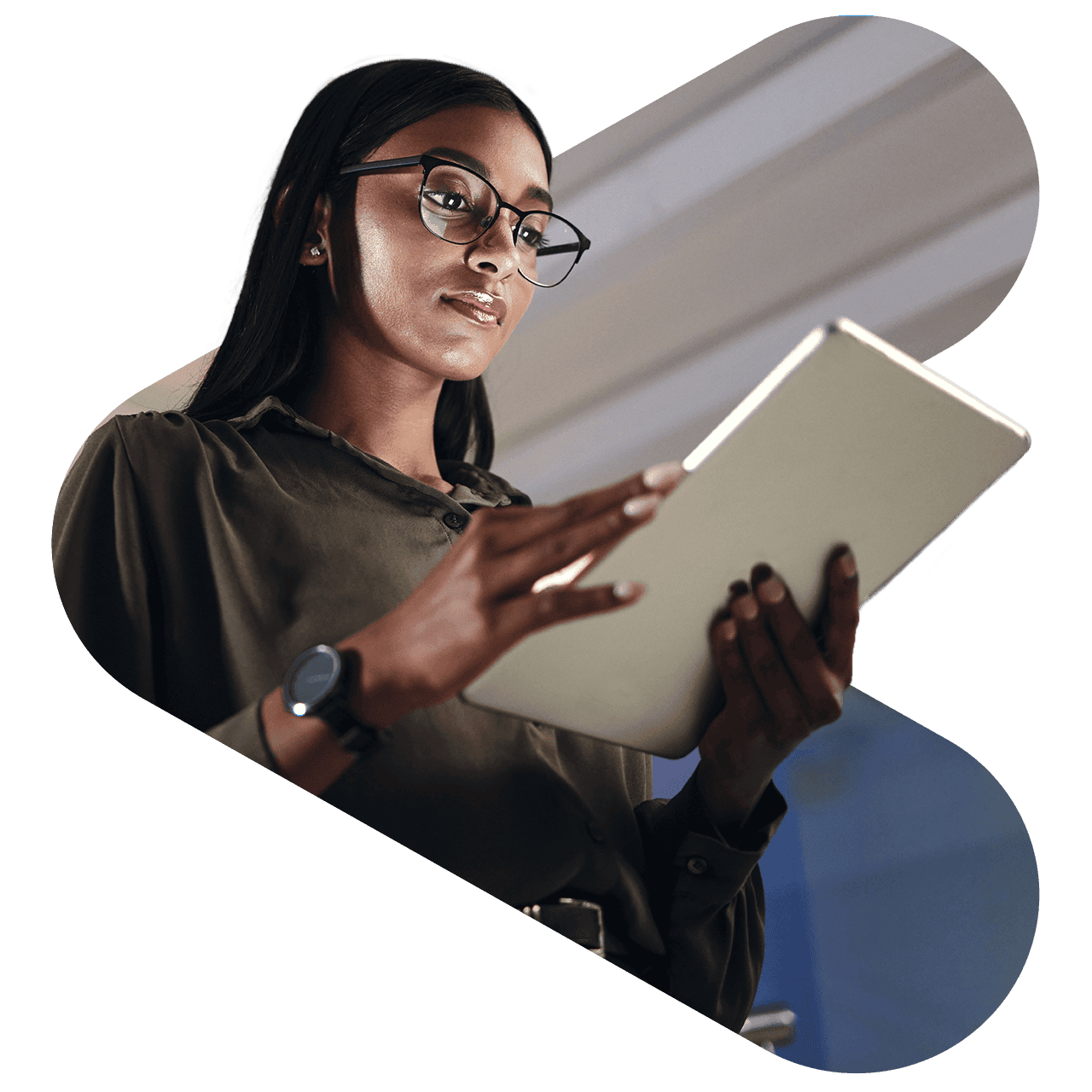 Consultant looking at a tablet