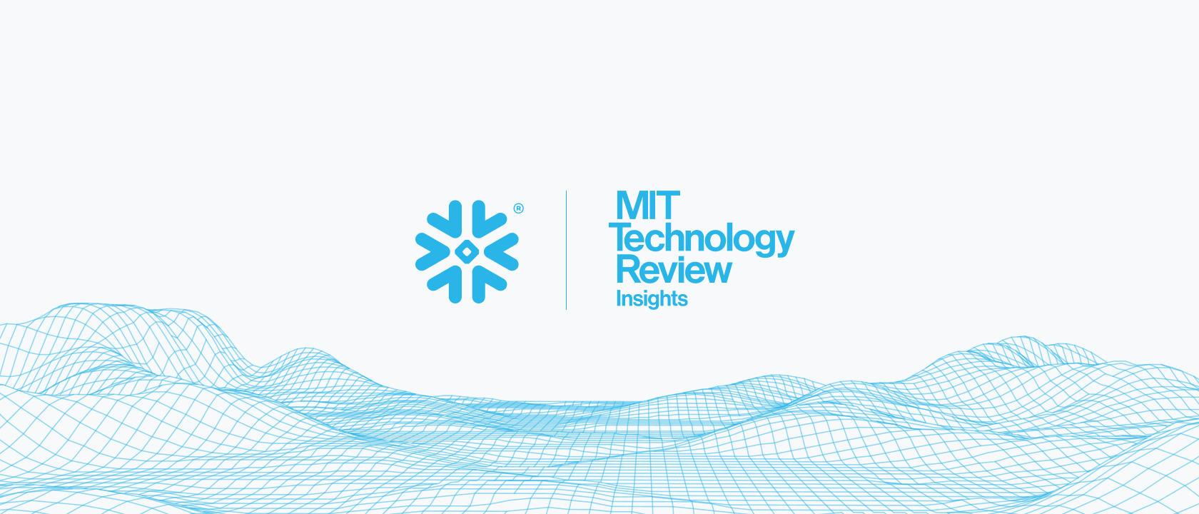 Photo illustration of a wavy grid with the Snowflake and MIT Technology Review logos