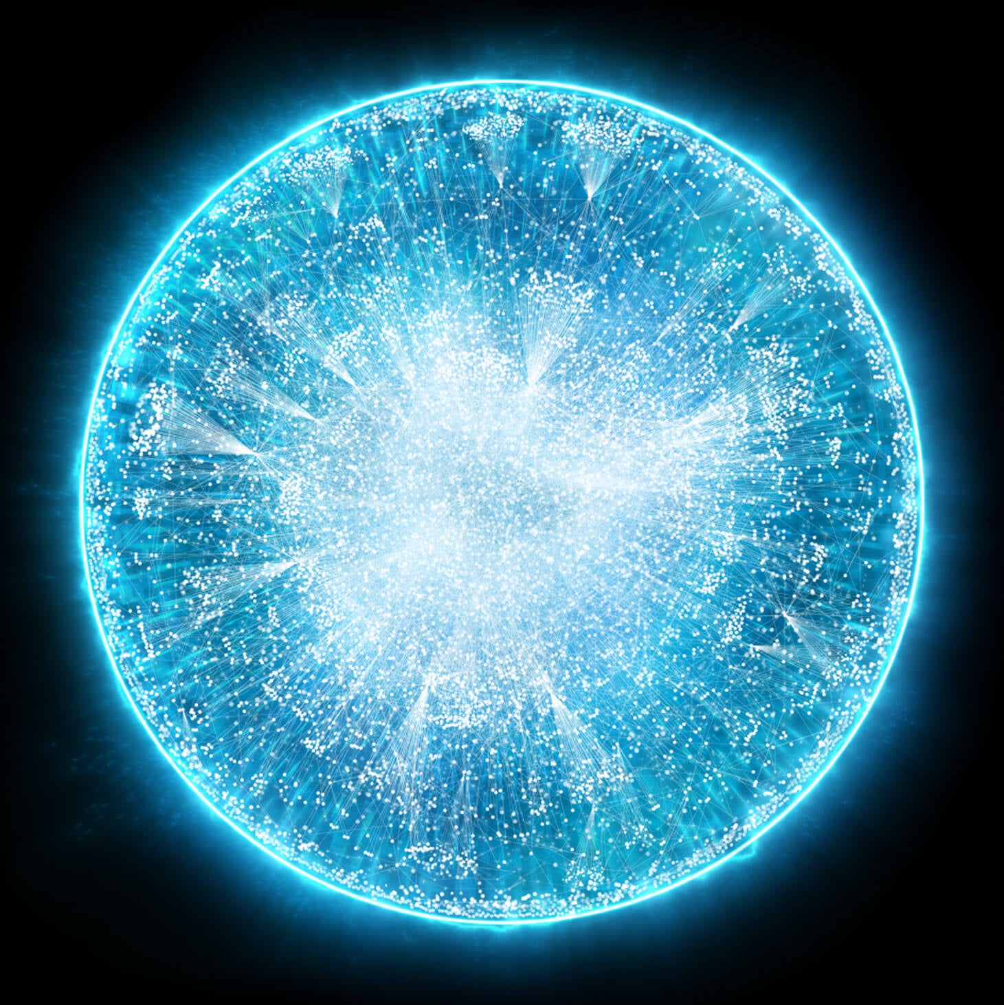 black background with blue circular AI visual