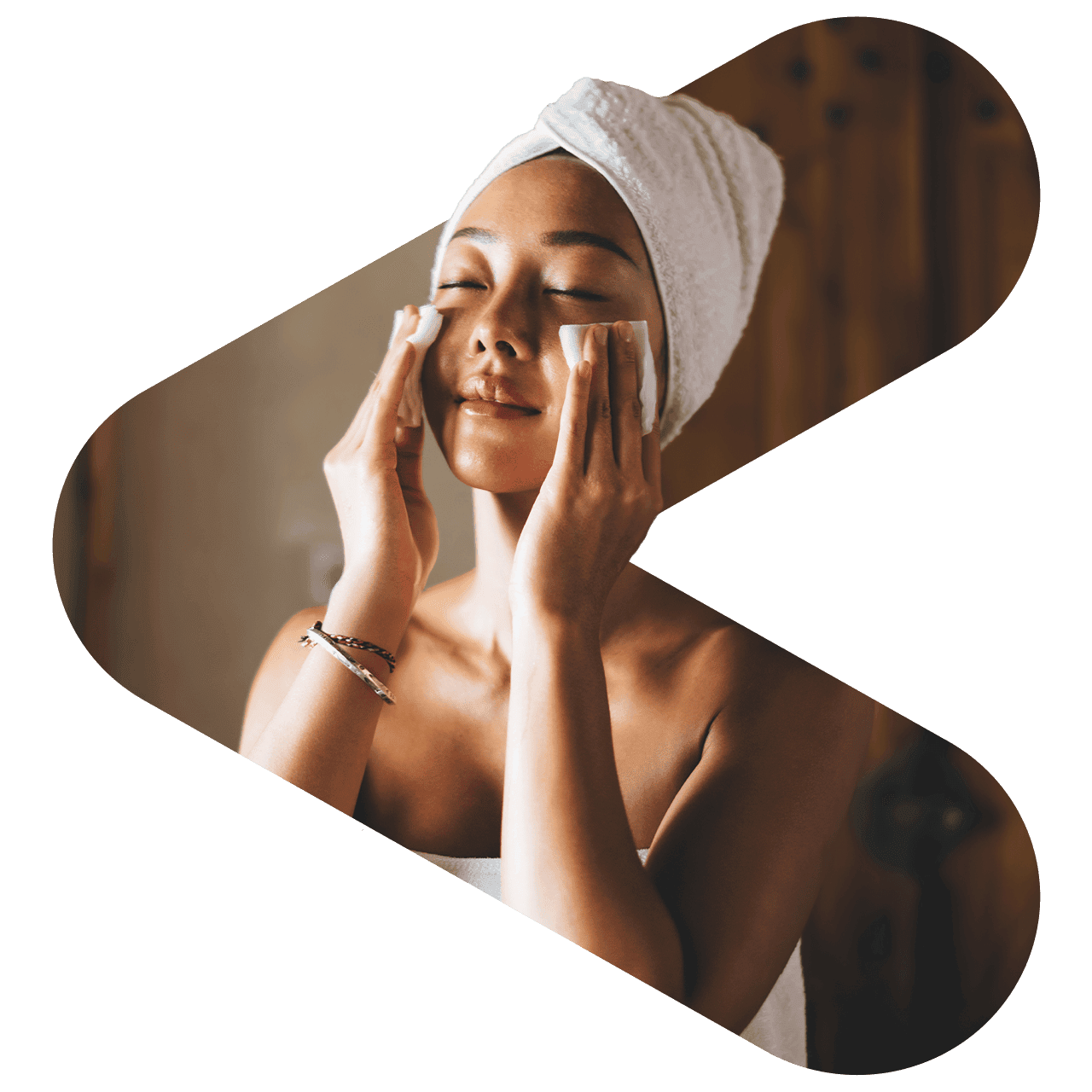 Korean woman doing skincare