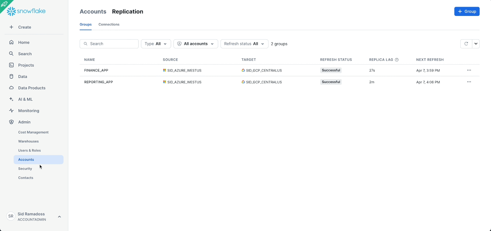 Gif showing how to use Snapshots in Snowflake