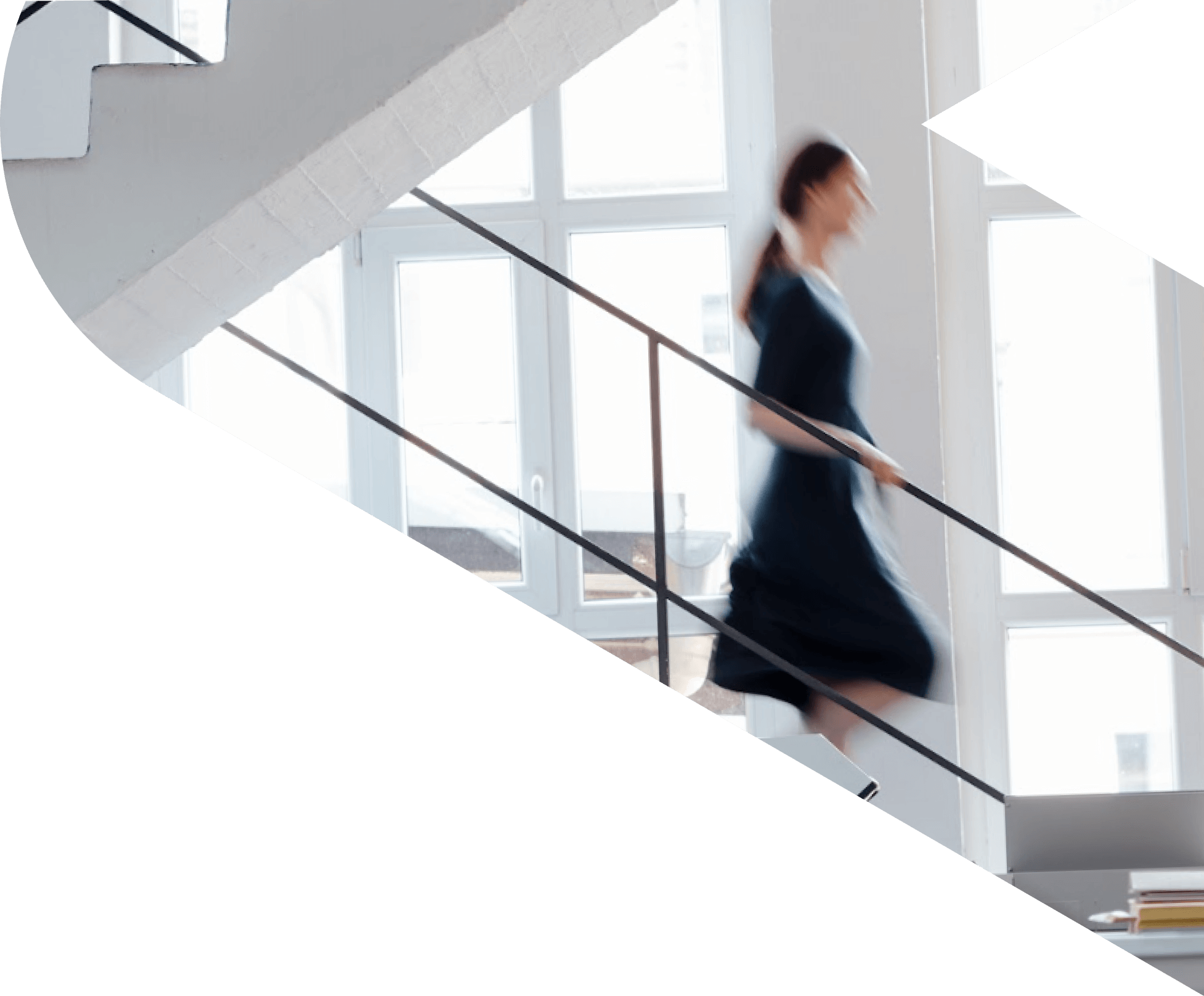 woman walking down the stairs