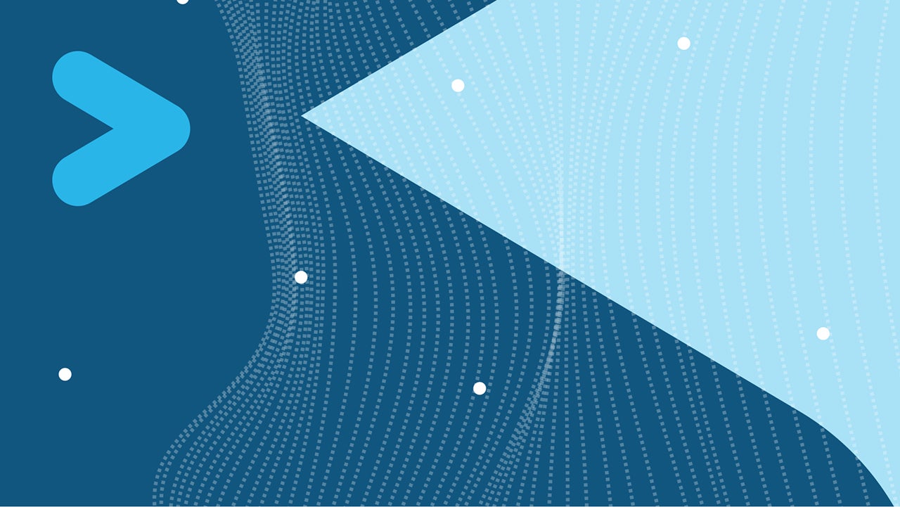 Blue arrow and a light blue triangle with a with dotted overlay