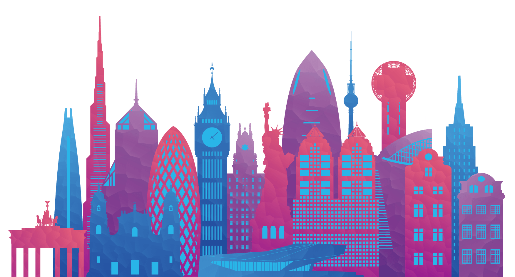 Illustration of iconic buildings from around the world