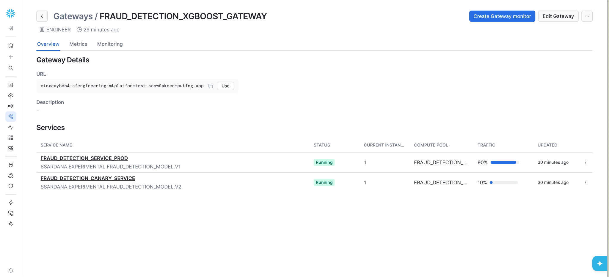 Figure 4.a: Gateway topology and traffic splitting configuration.