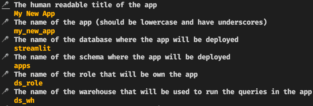 Copier prompting for app info