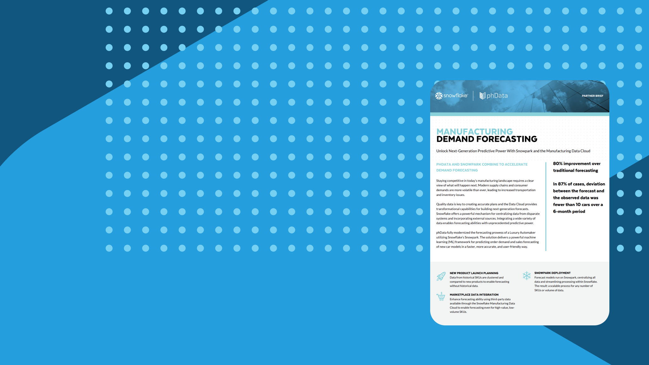 Manufacturing solution brief cover on blue snowflake motif background