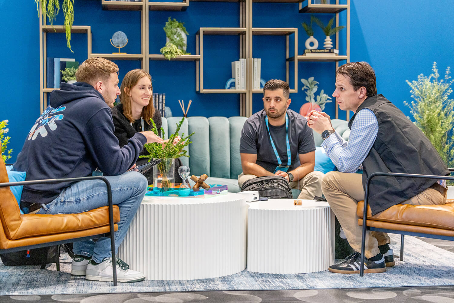snowflake coworkers sitting togehter and collaborating at Summit
