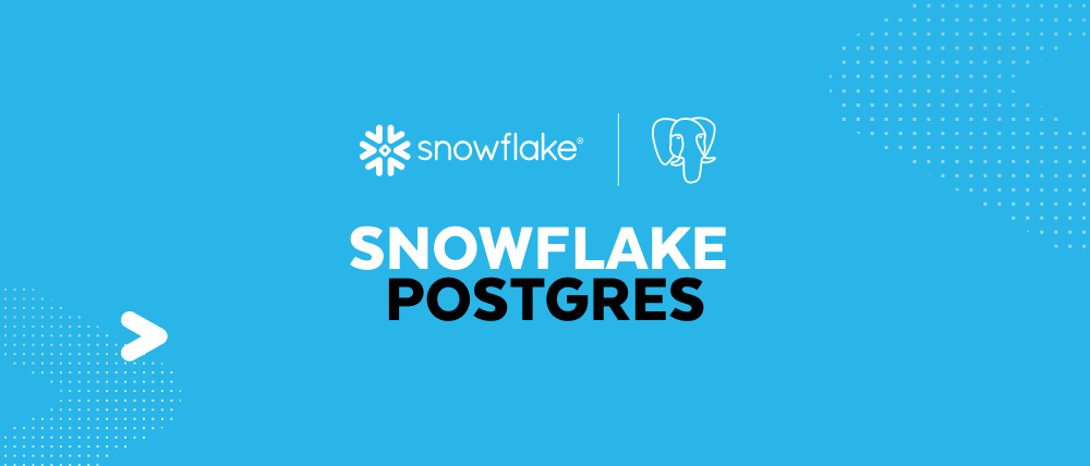 Snowflake and Crunchy Data logos on a blue background with the words Snowflake Postgres