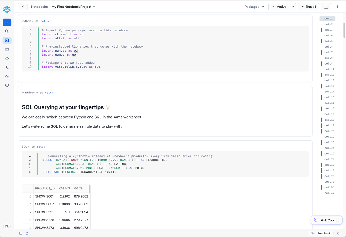 Snowflake Notebooks: Interactive Environment for Data & AI Teams