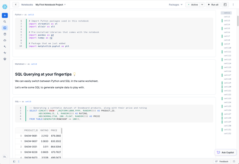 Snowflake Notebooks: Interactive Environment for Data & AI Teams