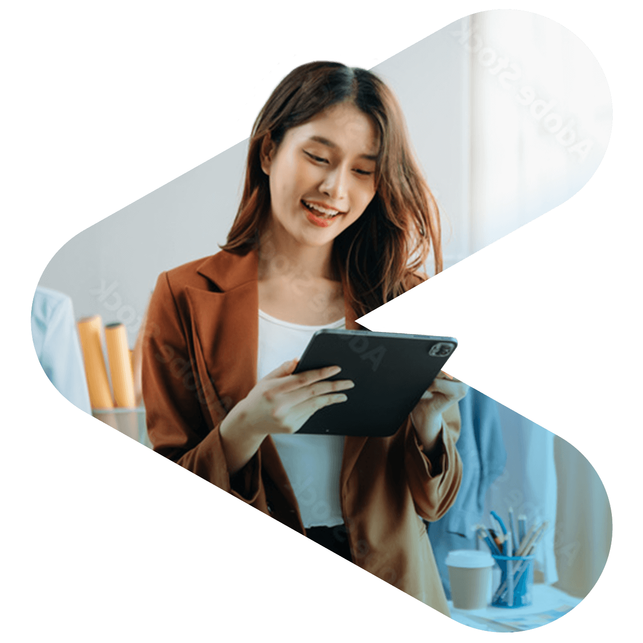 woman using ipad