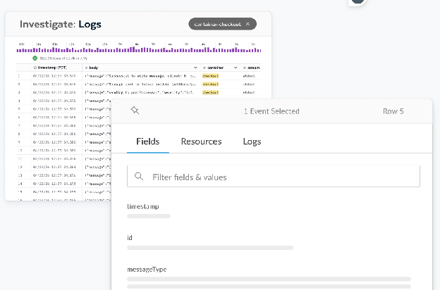 Log management UI on Observe.