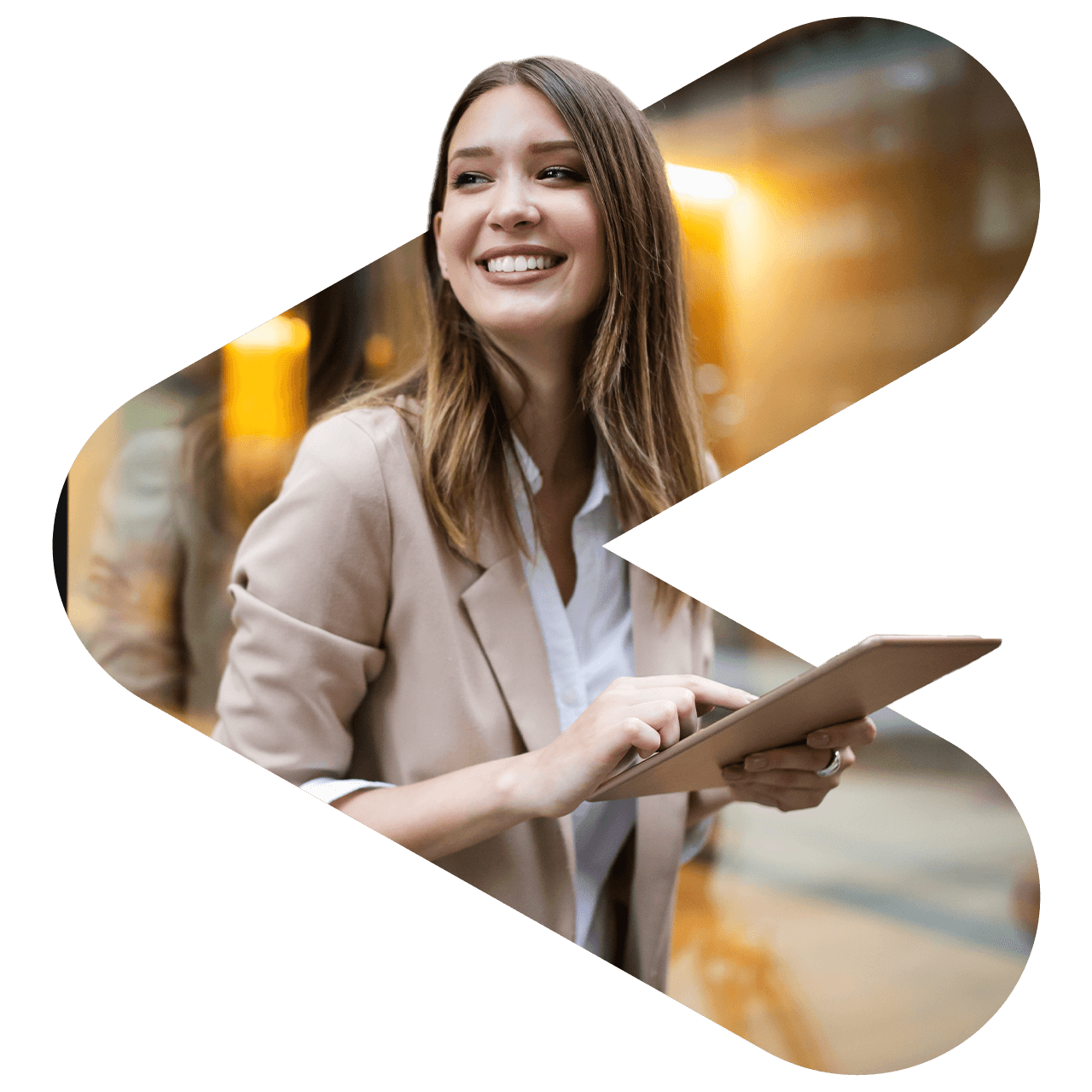 Woman looking at an ipad