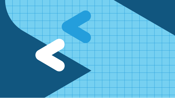 graphic with snowflake logo motif and dark blue grid pattern