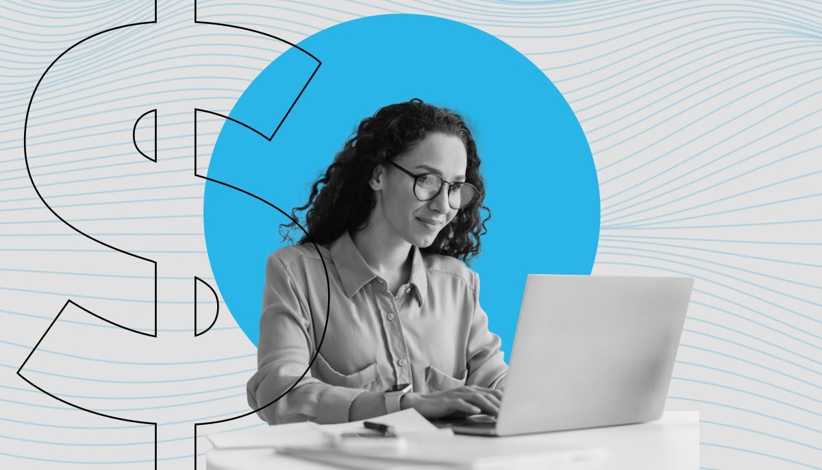 Digital illustration of a person with a calculator