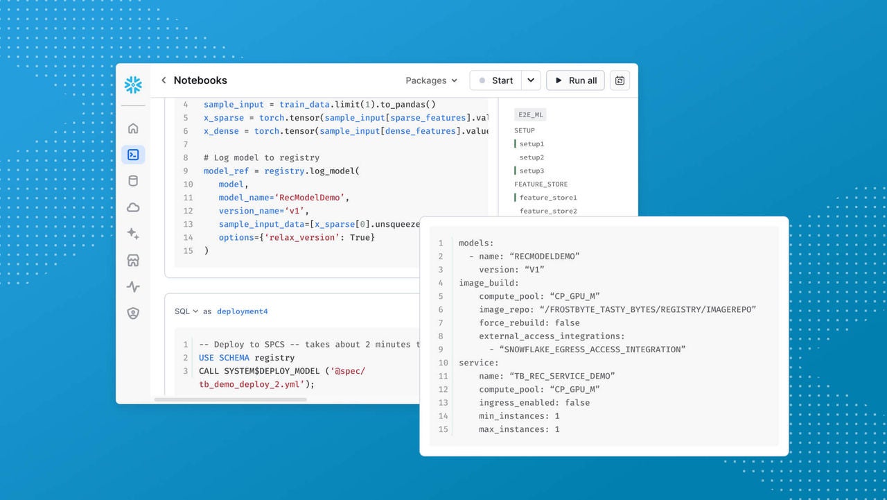 Screenshot of ML in Snowflake Notebooks