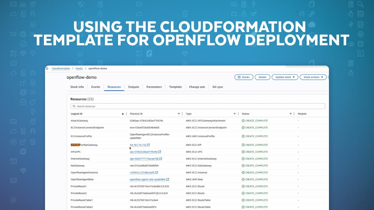 Video thumbnail for a video titled Using the CloudFormation Template for OpenFlow Deployment